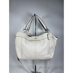 Coach Lexy 2 Handle Bag Ivory Crossbody Strap Pebbled Leather